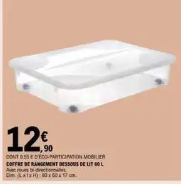 E.Leclerc COFFRE DE RANGEMENT DESSOUS DE LIT 60 L offre