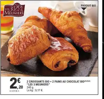 E.Leclerc 2 Croissants Bio + 2 Pains Au Chocolat Bio offre