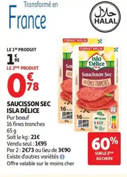 Auchan ISLA DÉLICE Saucisson sec offre