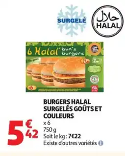 Auchan Burgers halal surgelés goûts et couleurs offre