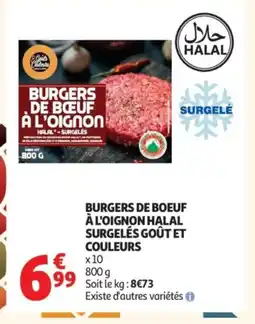 Auchan Burgers de boeuf à l'oignon halal surgelés goût et couleurs offre