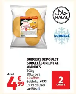 Auchan Burgers de poulet surgelés oriental offre