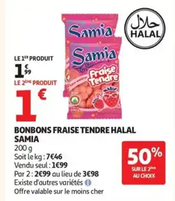 Auchan SAMIA Bonbons fraise tendre halal offre