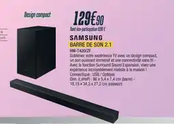 Proxi Confort SAMSUNG Barre de son 2.1 HW-T420/ZF offre