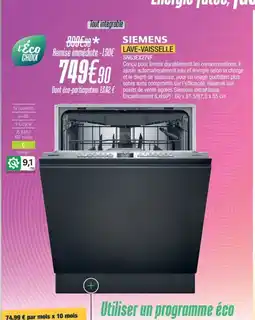 Proxi Confort SIEMENS Lave-vaisselle SN63EX27VF offre