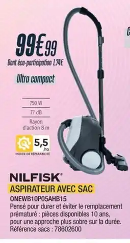 Proxi Confort NILFISK Aspirateur avec sac ONEWB10P05AHB15 offre