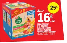E.Leclerc DOUCEUR DU VERGER Maxi format x72 gourdes panachées sans sucres ajoutés offre
