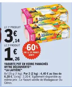 E.Leclerc LA LAITIÈRE Yaourts pot en verre panachés offre découverte offre