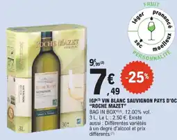 E.Leclerc ROCHE MAZET Igp vin blanc sauvignon pays d'oc offre