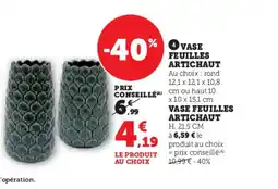 Hyper U Vase feuilles artichaut offre