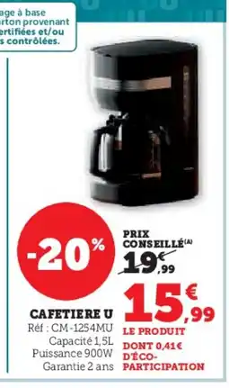 Hyper U U Cafetiere offre
