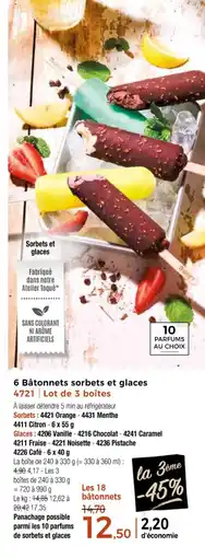 Thiriet 6 Bâtonnets sorbets et glaces offre