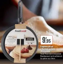 G20 Crêpière + spatule en bois festicook offre