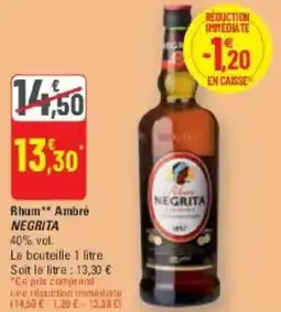 G20 Rhum ambré negrita offre