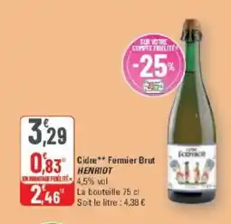 G20 Cidre fermier brut henriot offre