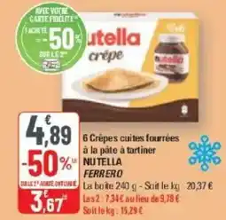 G20 6 crêpes cuites fourrées à la pâte à tartiner nutella ferrero offre