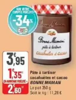 G20 Pâte à tartiner cacahuètes et cacao bonne maman offre