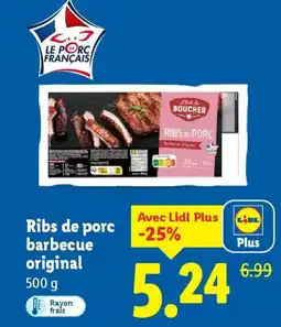 Lidl Ribs de porc barbecue original offre