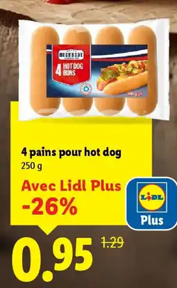 Lidl MCENNEDY 4 pains pour hot dog offre
