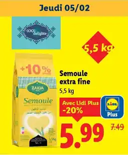 Lidl ZAKIA Semoule extra fine offre