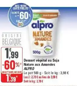 G20 Dessert végétal au soja nature a alpro offre