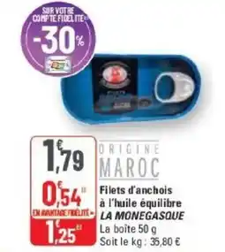 G20 Filet d'anchois à l'huile équilibre la monegasque offre