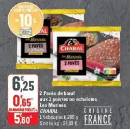 G20 2 pavés de bœuf aux 3 poivres ou échalotes les marinés charal offre