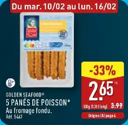 ALDI Golden seafood 5 panés de poisson offre
