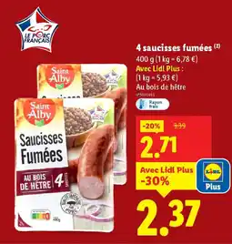 Lidl SAINT ALBY 4 saucisses fumées offre