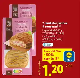 Lidl 2 feuilletés jambon & emmental offre