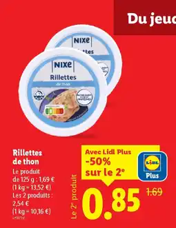 Lidl NIXE Rillettes de thon offre