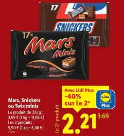Lidl Mars, Snickers ou Twix minis offre
