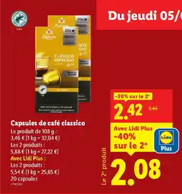 Lidl Capsules de café classico offre