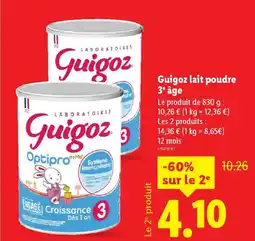 Lidl GUIGOZ lait poudre 3ª âge offre