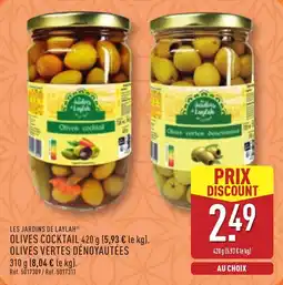 ALDI Les jardins de laylah olives cocktail olives vertes dénoyautées offre