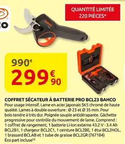 Rural Master Bahco coffret sécateur à batterie pro bcl23 offre