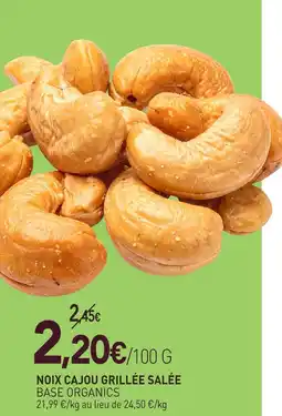naturéO Base organics noix de cajou grillée salée offre