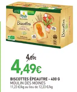 naturéO Moulin des moines biscottes épeautre - 400 g offre