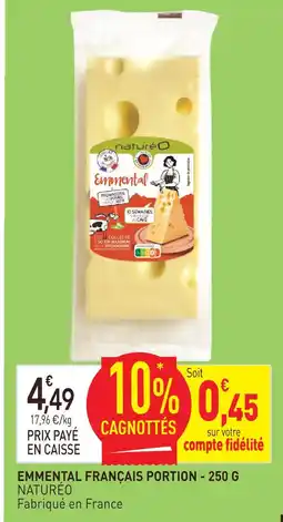 naturéO Naturéo emmental français portion - 250 g offre