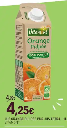 naturéO Vitamont jus orange pulpée pur jus tetra offre