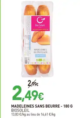 naturéO Biosoleil madeleines sans beurre - 180 g offre