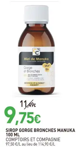 naturéO Comptoires et compagnie sirop gorge bronches manuka offre