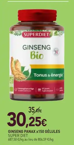 naturéO Super diet ginseng panax x150 gélules offre