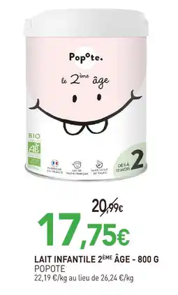 naturéO Popote lait infantile 2ème âge - 800 g offre