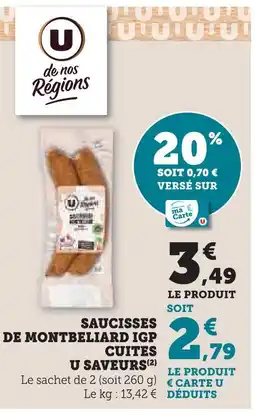 Super U U saucisses de montbéliard igp cuites offre