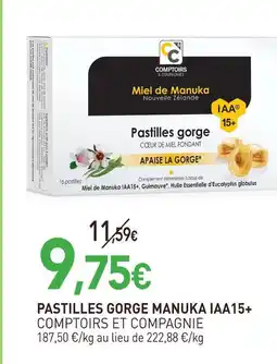 naturéO Comptoires et compagnie pastilles gorge manuka iaa15+ offre