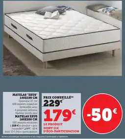 Super U Matelas zeus 140x190 cm offre