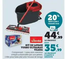 Super U Vileda kit de lavage turbo ultramax offre