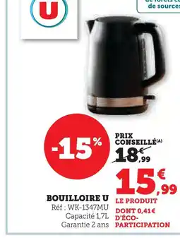 Super U U bouilloire offre