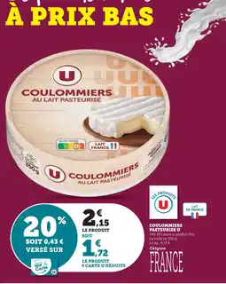 U Express U coulommiers au lait pasteurisé offre